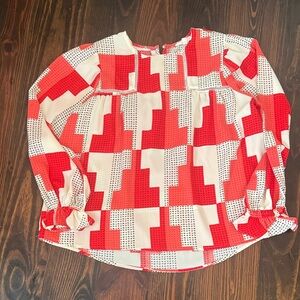 Chic Red and White Women's Blouse
